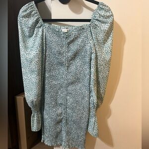 Floral bodycon dress baby blue size small